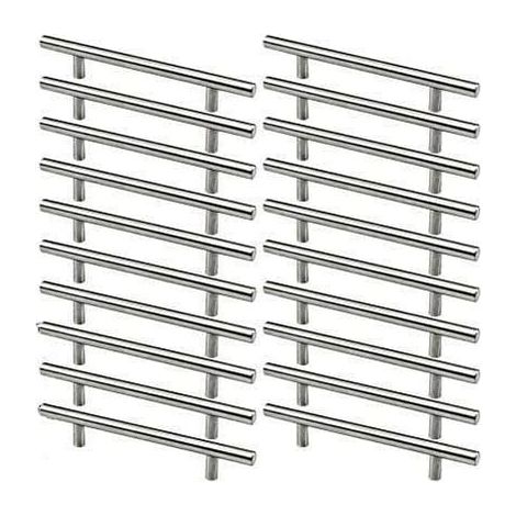 20 Stück Edelstahl-Möbelgriffe für Küchenschränke, 128 mm Lochabstand, T-Form, gebürsteter Stahl (1/5)
