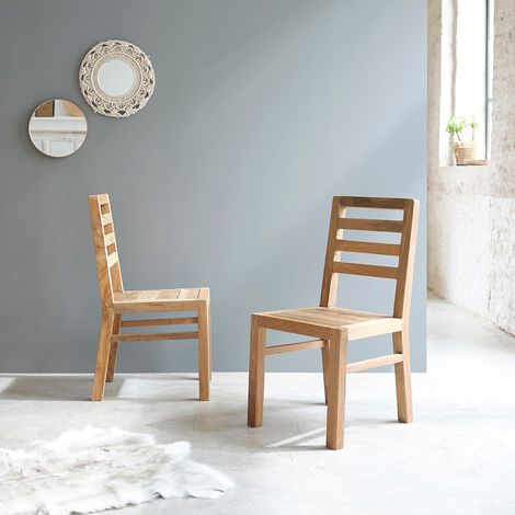 Lot de 2 chaises en teck recyclé massif (1/5)