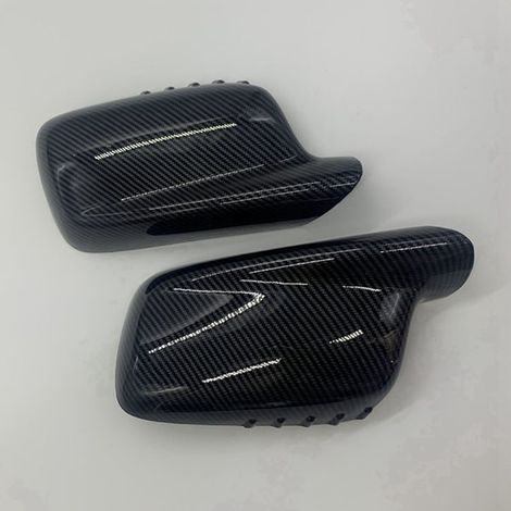 1 pair of carbon fiber rearview mirror covers/shells suitable for BMW E46, E65, E66, and E67 models. (1/4)