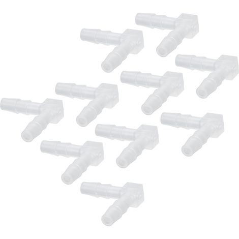 10 Adaptateurs en L à 90° pour Aquarium, Raccords Coude Plastique Barbelés 4mm (1/5)