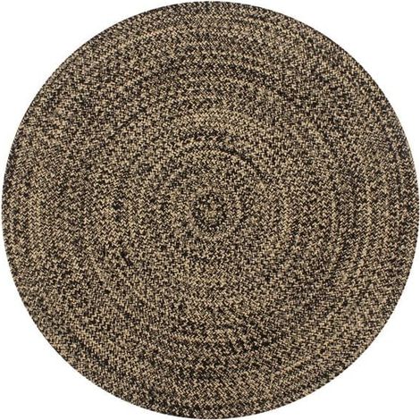 Tapis tissé à la main, en jute noir et naturel, 90 cm (1/5)