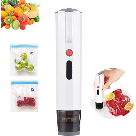 Soluzione efficiente di conservazione degli alimenti Elettrico Piccolo Sottovuoto Elettrico Food Saver ABS Texture Adatto Per Vari Alimenti Macchina di Tenuta Vuoto Portatile, (10 borse) (1/5)