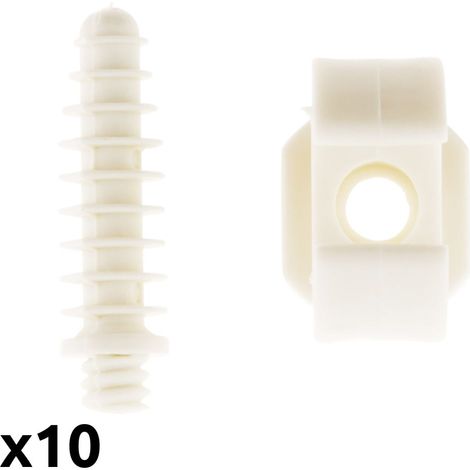 Zenitech – Lot de 10 clips avec chevilles Ø20mm – Fixation solide pour câbles – Installation rapide avec perçage Ø8mm – Blanc