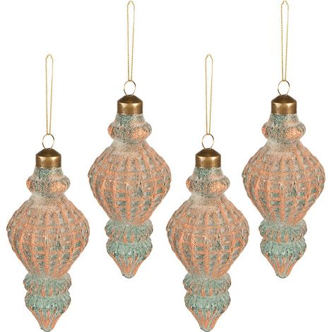 Lot de 4 Boules de Noël en Verre Cuivré Décoration pour Sapin de Noël Diamètre 6 cm - PANGIVO