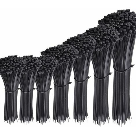 700 black nylon cable ties, lengths 4/6/8/10/12 MUMU