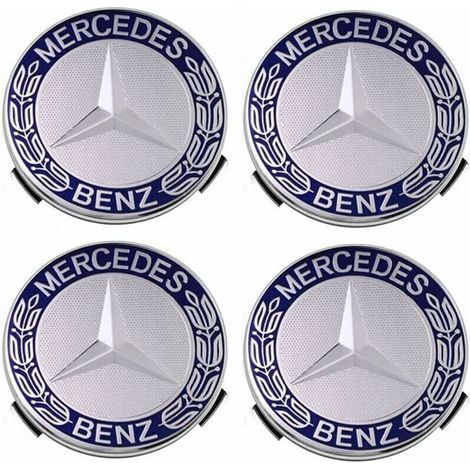 Enjoliveurs et jantes Cache-moyeu compatible avec Mercedes - Benz 75 mm - bleu, lot de 4 (1/3)