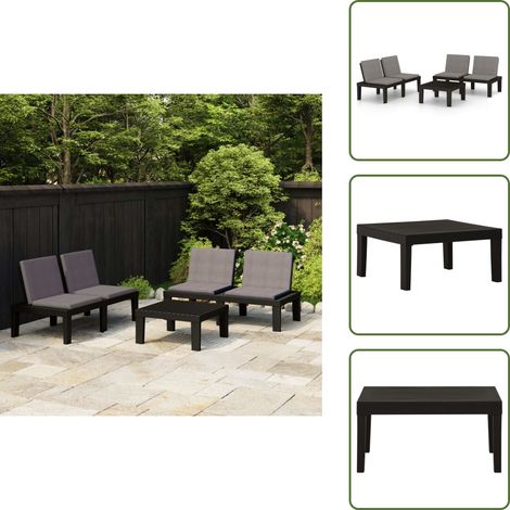 Tavolo da giardino - vidaXL Set Divani da Giardino con Cuscini 3 pz in Plastica Grigio - Panca da giardino