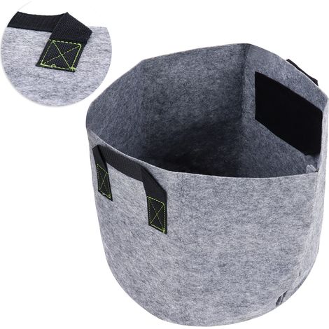 Fournitures de jardinage, sacs de culture écologiques en non-tissé, gris chiné et fond noir, sacs de plantation à 2 poignées, taille 15, Φ3228 (1/5)