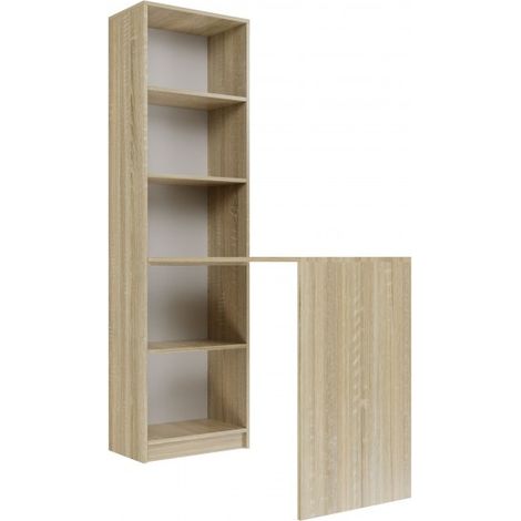 KAFFI - Escritorio con librería de estilo escandinavo - 50x125x181 - 5 estantes (1/3)