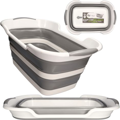 Vasca pieghevole, bacinella, grande vasca da bagno turistica in silicone CON SCARICO