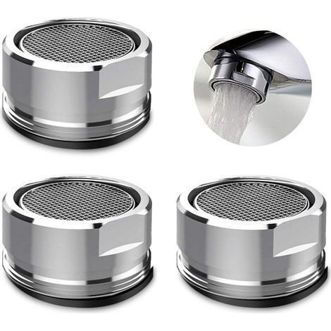 3 Pieces Faucet Aerator, Faucet Aerator Faucet Filter with Gasket for Kitchen, Bathroom - Silver (Outer Diameter 24MM) - (1/5)