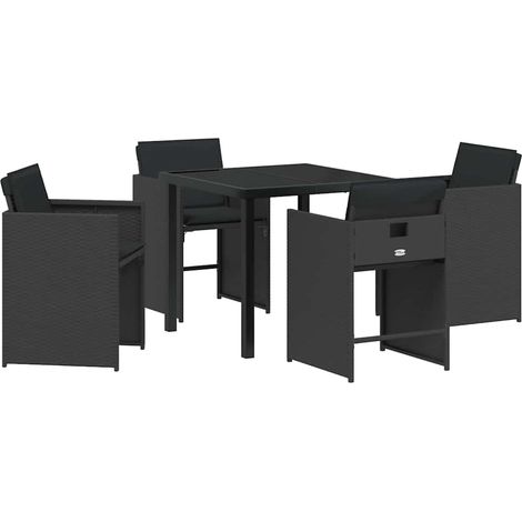 Maison Exclusive - Set da Pranzo per Giardino 5 pcs Nero polyrattan (1/5)