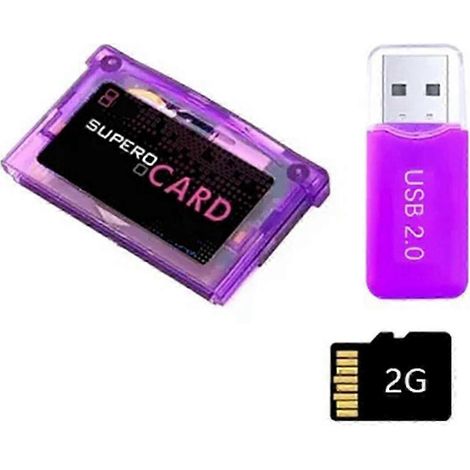 Adaptateur pour carte micro-SD SuperCard Mini + carte mémoire 2 Go pour carte de gravure de jeux SP GBM Lite (NEUF) (1/5)