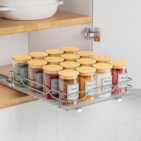 Étagère À Épices Pour Intérieur D'armoire, Organiseur De Placard Coulissant, Organiseur À Épices En Acier Inoxydable, P26.4L22.2H5.5CM (1/5)