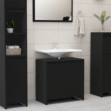 Armoire de salle de bain,Meuble de salle de bain noir 60x33x61 cm Bois d'ingénierie CFW538535 (1/5)