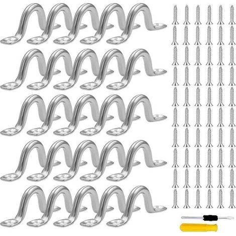 40 Pontet INOX, Acier Inoxydable Pontet avec 80 vis & 1 Tournevis pour Bateau et Kayak,Pont,Voile D\\'ombrage de Voiture,Grement de Cano (6 mm) (1/5)