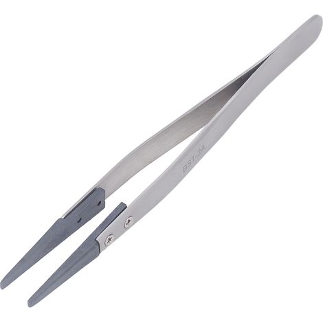 Pince brucelles antistatique ESD à mors plat, outil de précision pour réparation électronique, serrage ferme (1/5)