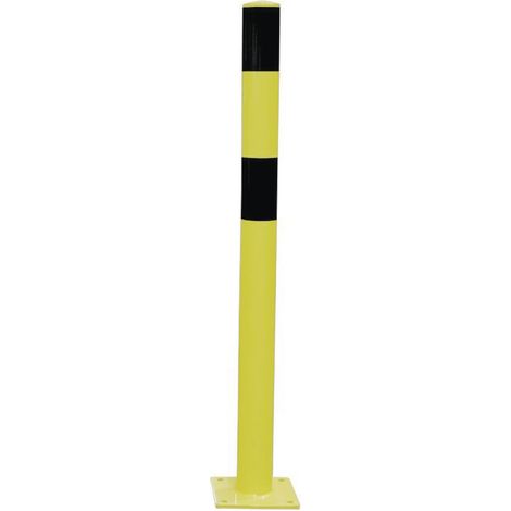 Poteau de protection acier avec platine Pot noir et jaune tube Ø 90mm hauteur 120 cm - VISO (1/10)