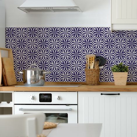 Sticker Mural Carrelage adhésif Cuisine Salle de Bain - 30 STICKERS CARRELAGES AZULEJOS BLANCA - 30stickers10x10cm (1/5)
