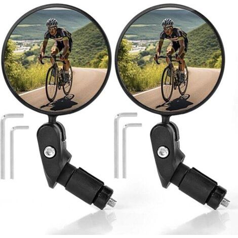 Rétroviseur vélo, Rétroviseur vélo HD en verre à lentille convexe pour guidon 18-22 mm, rétroviseur vélo rotatif 360° pour vélo, VTT, vélo de route (2 pièces)