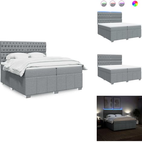 Sommier à lattes de lit avec matelas Gris clair 200x200cm Tissu - Sommier À Lattes De Lit - Sommiers À Lattes De Lit - Lit - Meuble De Chambre À Coucher (1/5)