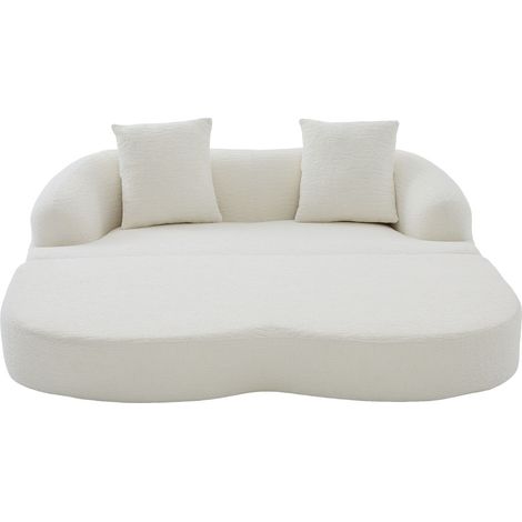 ELVMI Sofá Cama Convertible de 2 Plazas Plegable con Dos Cojines de Respaldo de Chenilla Beige para Salón (1/5)