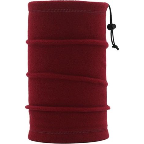 Adjustable winter neck warmer in breathable fleece for skiing, cycling, running, serving as a mask, headband and scarf, blue (wine red) (1/5)