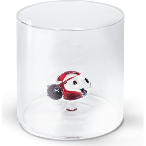 BICCHIERE DA ACQUA COCCINELLA IN VETRO SOFFIATO