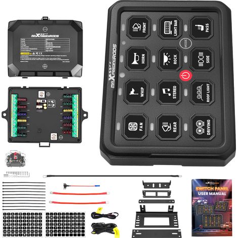 12 Gang Schalttafel Universal Auto Boot UTV ATV Touch Panel 12-24V 80A Schwarz (1/5)
