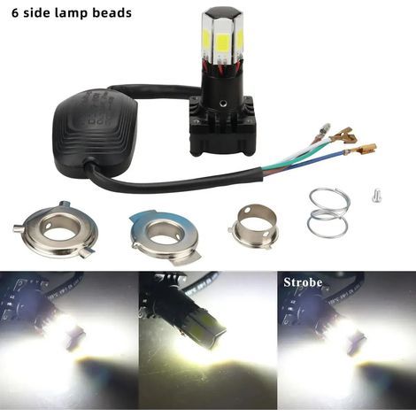 LED-Motorradscheinwerfer mit sechs Leuchtmodi, 360°-Abblend- und Fernlicht, universeller Hochleistungsscheinwerfer. Geeignet für Elektrofahrzeuge, integrierter Lüfter (1 Stück). (1/5)