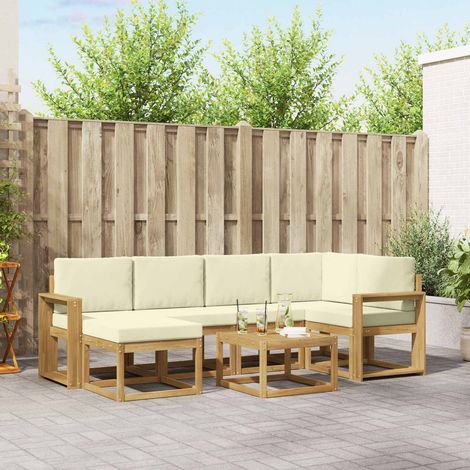 vidaXL Outdoor-Sofagarnitur 7 pcs Weiß und Creme Massivholz Akazie (1/5)