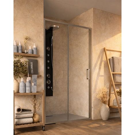 Box doccia 160 cm nicchia Marsiglia uno scorrevole reversibile H 195 cromo (1/5)