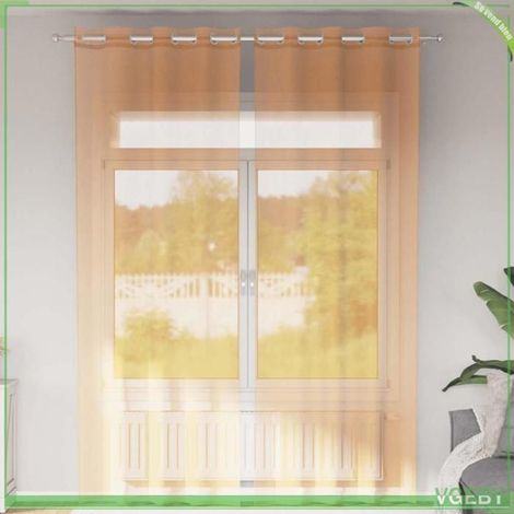 4102093 Rideaux en voile avec illets 2 pcs orange 140x260 cm (1/5)