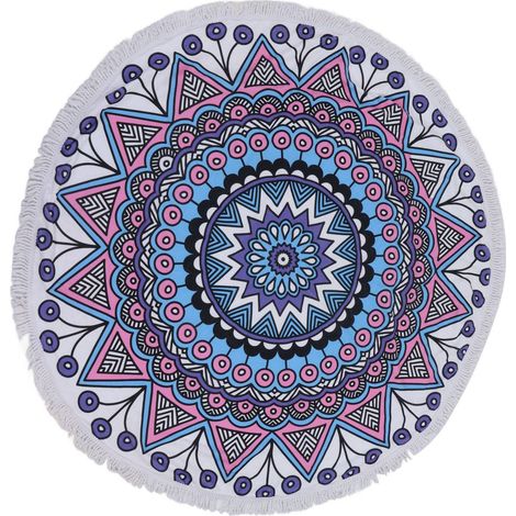 Serviette de plage surdimensionnée, douce et épaisse en microfibre, de forme ronde, absorbante, idéale pour la natation, les voyages et l'intérieur (type B). (1/5)