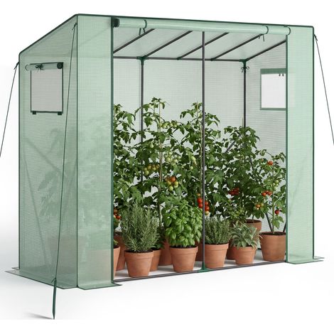 Serre plastique, cadre acier, film grillagé, vert 200x97x170cm (1/5)