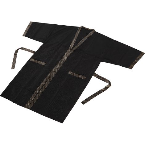 Robe de coiffure professionnelle avec poche, manches courtes et ceinture, uniforme de barbier pour salon de beauté (1/5)