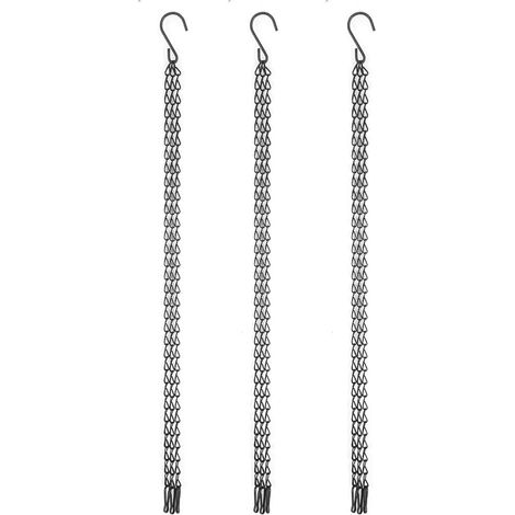 Chaîne suspendue 58,5 cm/23,03 pouces 14 kg Chaîne suspendue en fer durable avec support de charge + crochets Noir pour plantes en pot