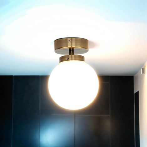 Deckenleuchte Badezimmer Ø 15 cm klein Glas Kugel Schirm G9 Badlampe