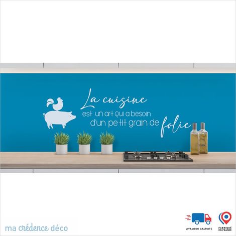 Crédence : La cuisine est un art 4 - Couleur Bleu clair - Alu composite - 120 - 60 (1/3)