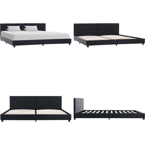 Cadre de lit Noir Similicuir 180x200 cm - Cadre de lit - Lit en similicuir (1/5)