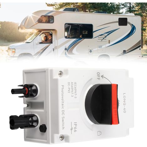 Interrupteur de sectionnement photovoltaïque CC 1500 V CC 32 A, isolateur, étanche IP66 pour systèmes de production d'énergie solaire, camping-cars, bateaux et systèmes solaires autonomes/connectés au (1/5)