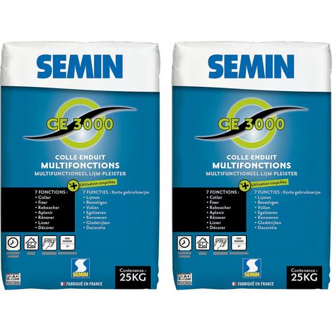 Enduit Multifonctions Semin - CE 3000 - pour Coller, Fixer, Reboucher, Aplanir, Lisser et Décorer - Intérieur - Sac de 25 kg (lot de 2) (1/4)