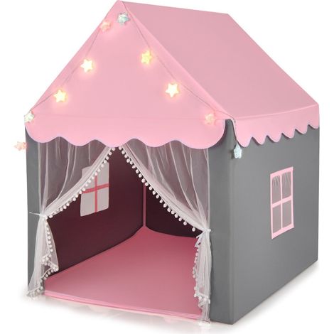 Tenda da gioco per bambini 105 x 121 x 136 cm spaziosa area giochi atmosfera accogliente misto poliestere-cotone rosa 200014316