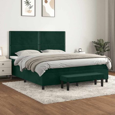 Sommier à lattes de lit et matelas Vert foncé 180x200cm Velours (1/5)