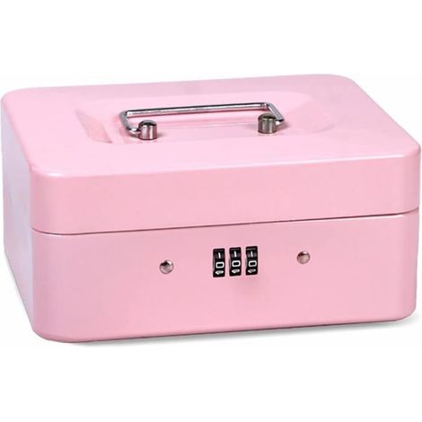 Ecleanfy - Boîte Sécurité Verrouillable en Acier,Mini Coffre-Fort de Sécurité Portable en Acier,pour Argent en Vrac,Pièces de Monnaie(Rose) (1/5)