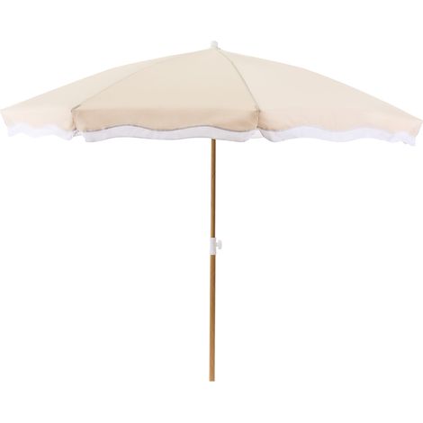Sombrilla de poste central para jardín elegante ⌀ 232 cm poste de acero tejido de poliéster beige Sestriere