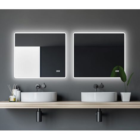 Talos Specchio da Bagno Sun LED con Luce Bianca Calda - Cornice Luminosa - 80x70 cm (1/5)