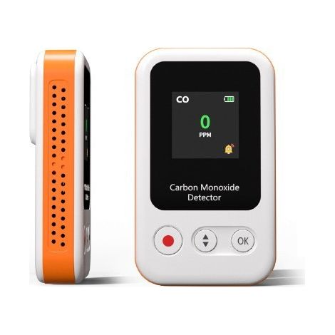 Détecteur de monoxyde de Carbone Portable, Mini détecteur Rechargeable, Autonomie 15 Jours, Cordon pour Voyage et Camping, Alarme sonore et visuelle, 0–1000 ppm – blanche
