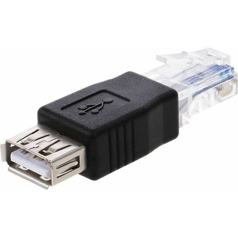 Adaptateur Usb Vers Rj45 Adaptateur Usb 2.0 Femelle Vers Ethernet Rj45 Male, Le Noir (1/2)