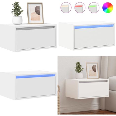 vidaXL Table de chevet murale avec lumières LED blanc (1/5)